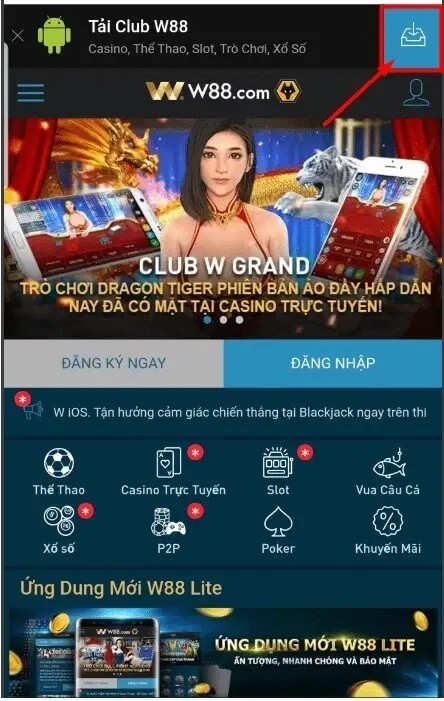 Giao diện app tại Android